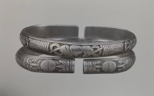 Silver Bracelets with "Blessing and Longevity" Motifs (Pair)