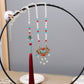 Pearl red agate Turquoise tassel long life lock pendant necklace