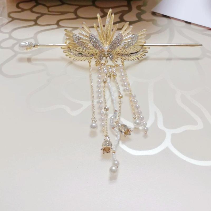 Phoenix Wings Pearl Tassel Hairpin