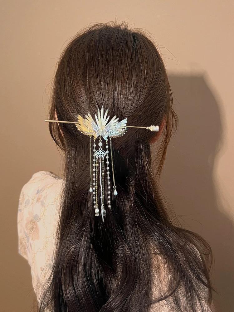 Phoenix Wings Pearl Tassel Hairpin