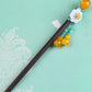 White Flower 5 glaze Beads Tassel Hairpin-Wood