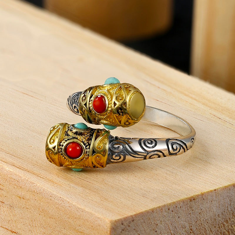 Turquoise and ruby deals ring