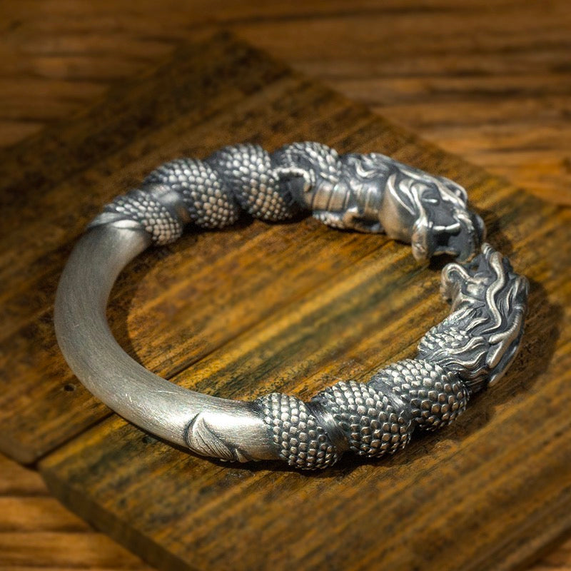 opvise Thick Chain Retro Men Bracelet Alloy Auspicious Dragon Men Chain  Bangle Jewelry Accessory - Walmart.com